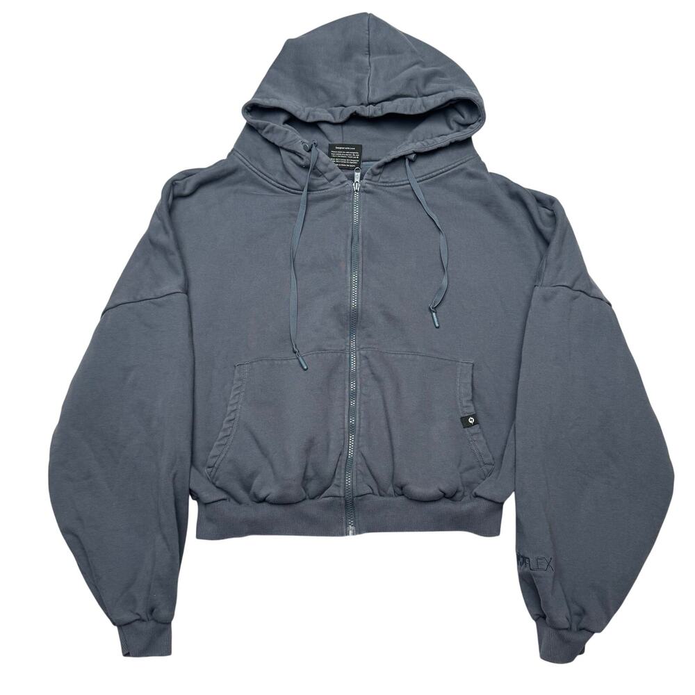 Popflex Full Zip Cloud Cropped Hoodie Women's S/M Minimalist Loungewear